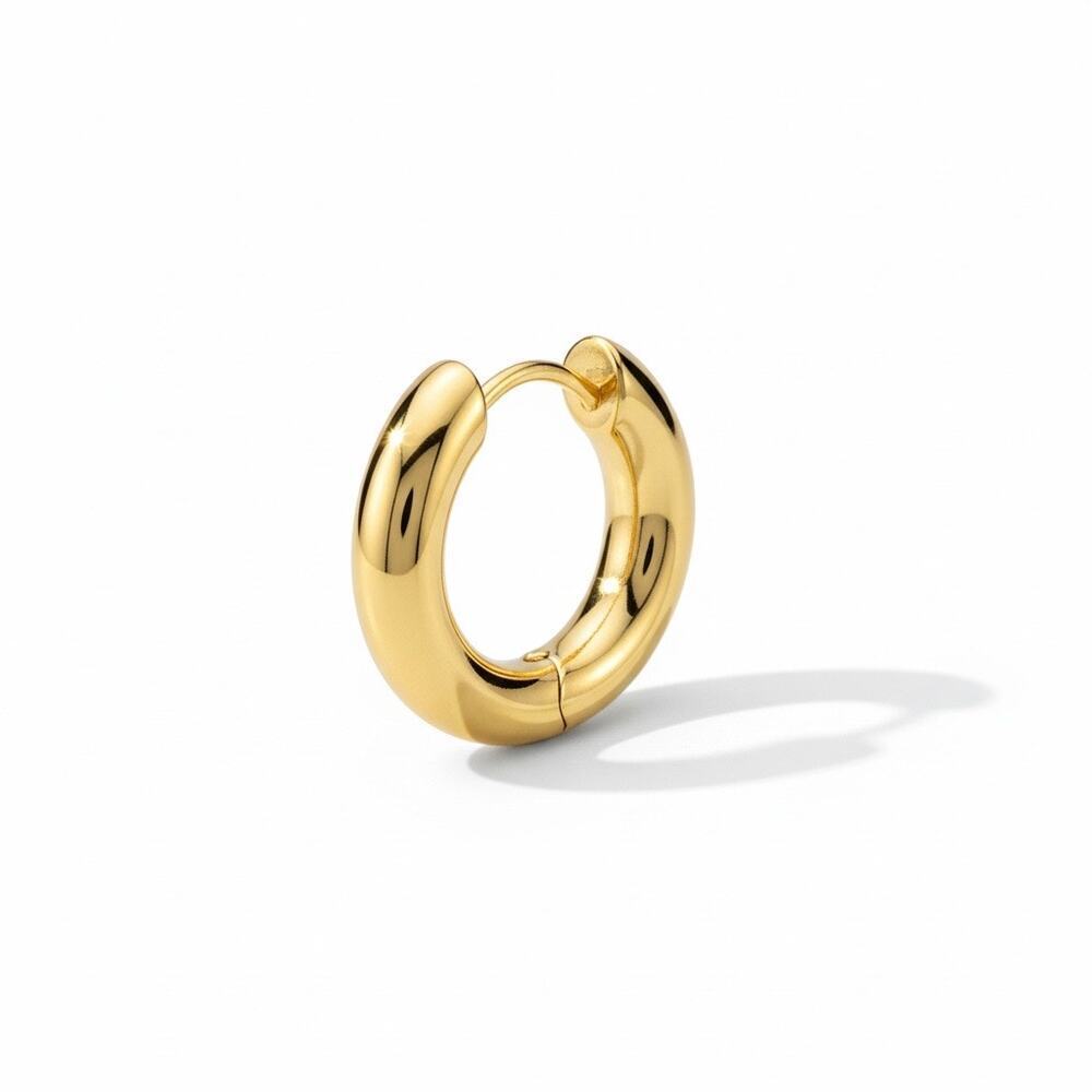 Uncommon James Gold Tone Chunky Hoop Earrings Minimalist Classic - Picture 2 of 4